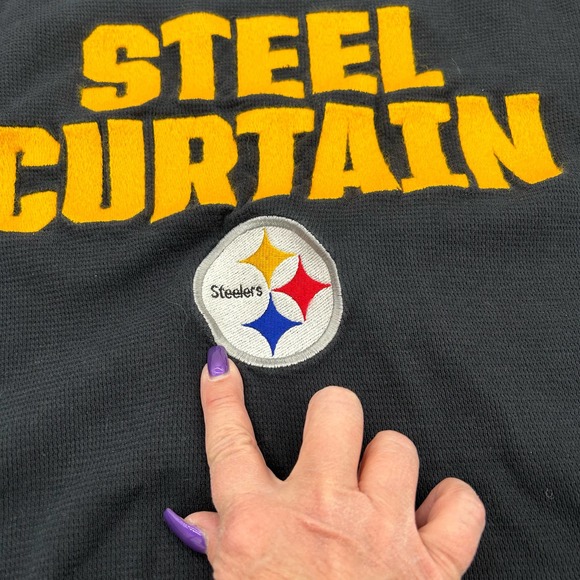 NFL Team Apparel Pittsburg Steelers Black Waffle Long Sleeve Shirt Size Med - Picture 7 of 7